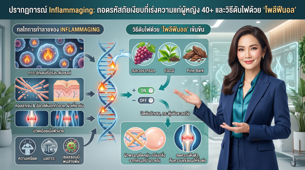 ปรากฏการณ์ Inflammaging: ถอดรหัสภัยเงียบที่เร่งความแก่ผู้หญิง 40+ และวิธีดับไฟด้วย 'โพลีฟีนอล'