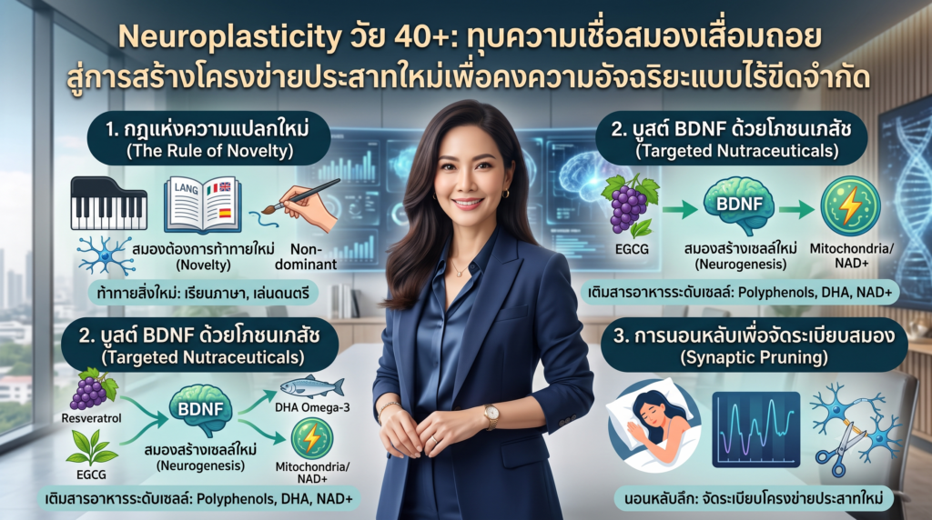 Neuroplasticity วัย 40+: ทุบความเชื่อสมองเสื่อมถอย สู่การสร้างโครงข่ายประสาทใหม่เพื่อคงความอัจฉริยะแบบไร้ขีดจำกัด